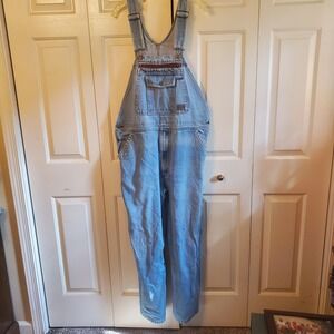 VTG Schmidt Workwear Denim Bib Overalls Mens Light Wash BlueUtility Carpenter